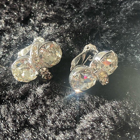 Rare vintage signed Eisenberg Silver Crystal Earrings